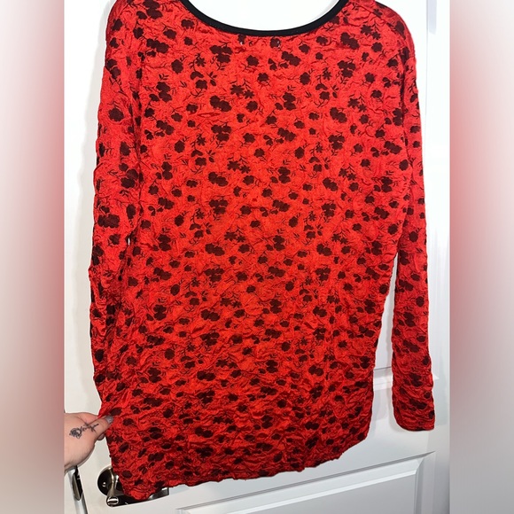 NWT Buccho Fallaci Plus Size Women’s Top Scrunch Rose Red/Black Long Sleeve 2XL - Picture 5 of 14